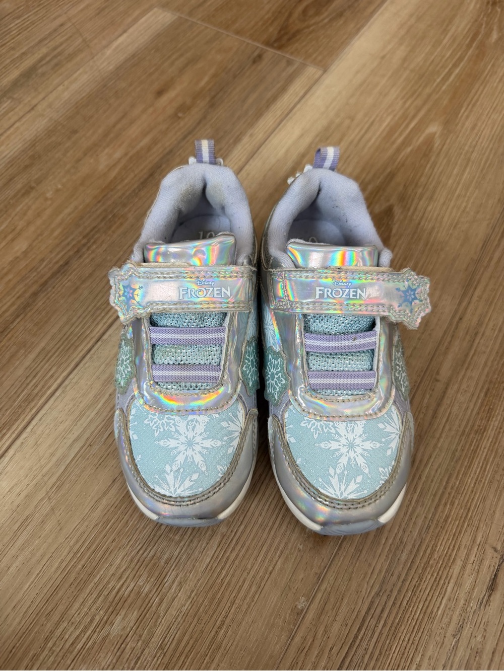 Girls Light Blue Iridescent Snowflake Sneakers